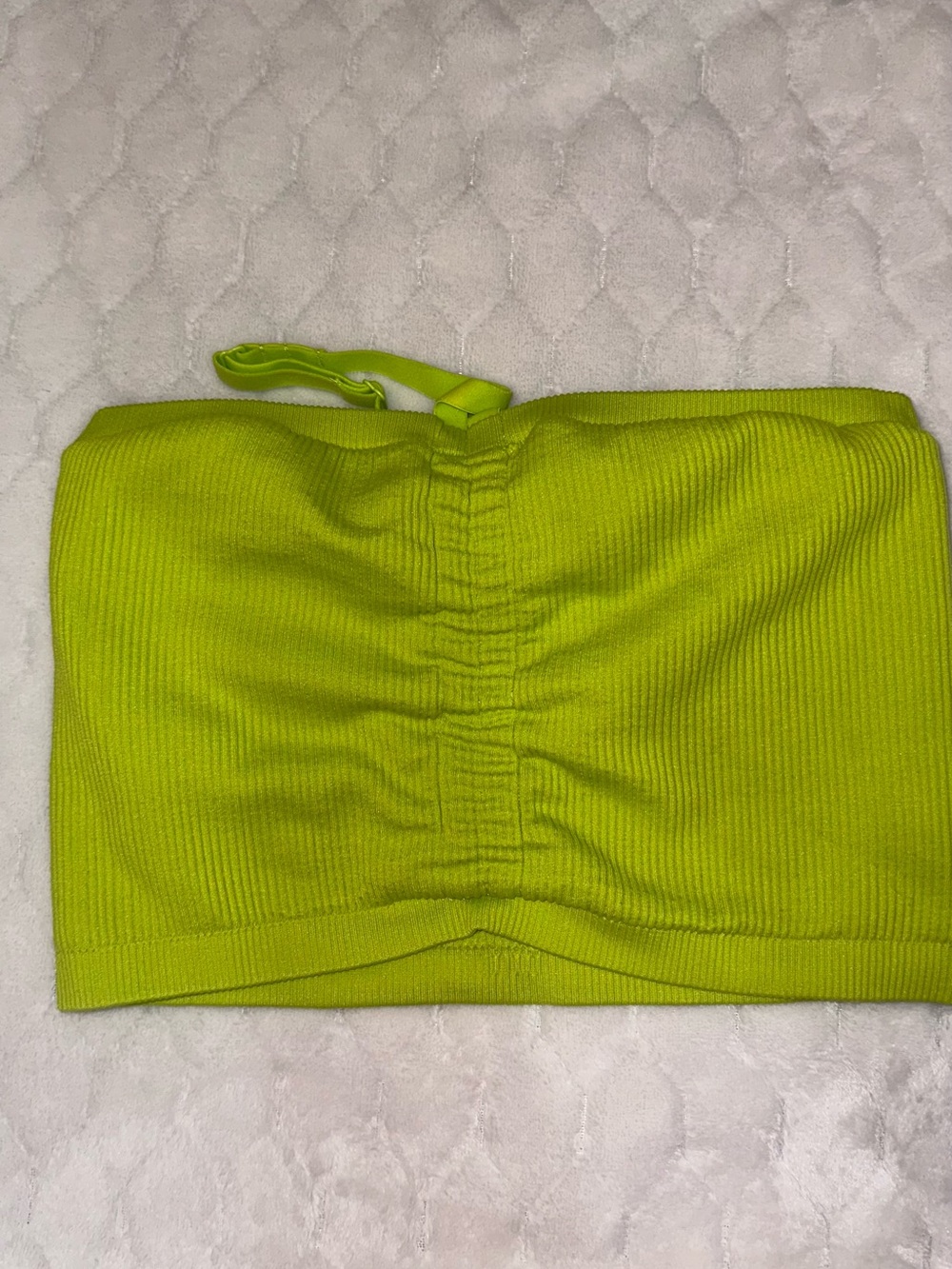 Aerie Neon Lime Halter Ruched Bandeau Bralette Top Sz XL